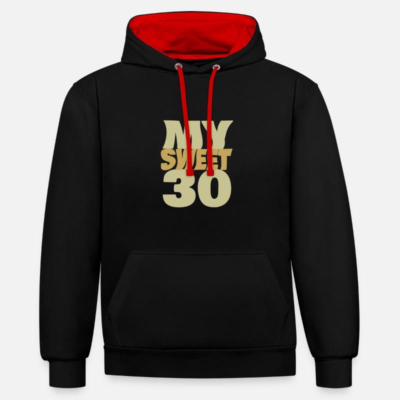 Doux 30 - Sweat à capuche contrasté - noir/rouge