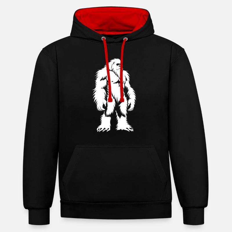 Yeti - Sweat à capuche contrasté - noir/rouge
