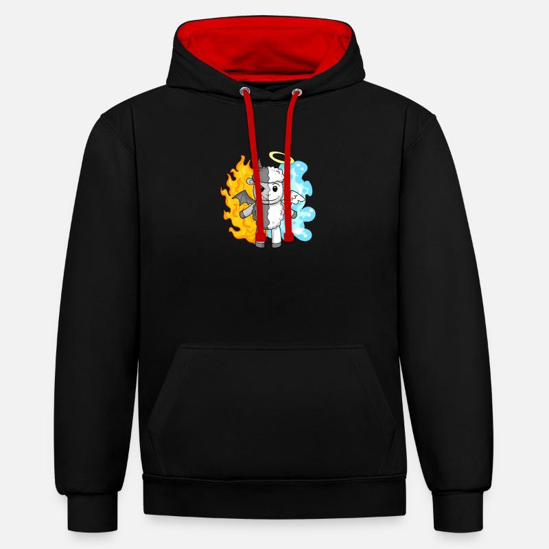 Moutons - Anges et Diables - Sweat à capuche contrasté - noir/rouge
