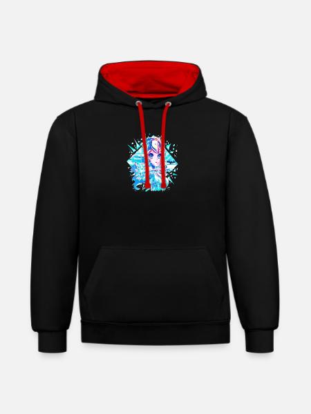 Anime Snow Queen Ice Princess - Contrast hoodie - black/red