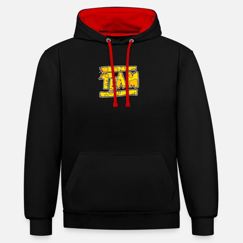 Team Cheese Team Crew - Sweat à capuche contrasté - noir/rouge