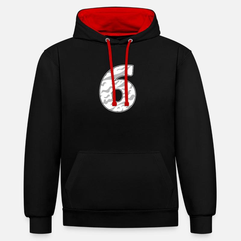 6 - Sweat à capuche contrasté - noir/rouge
