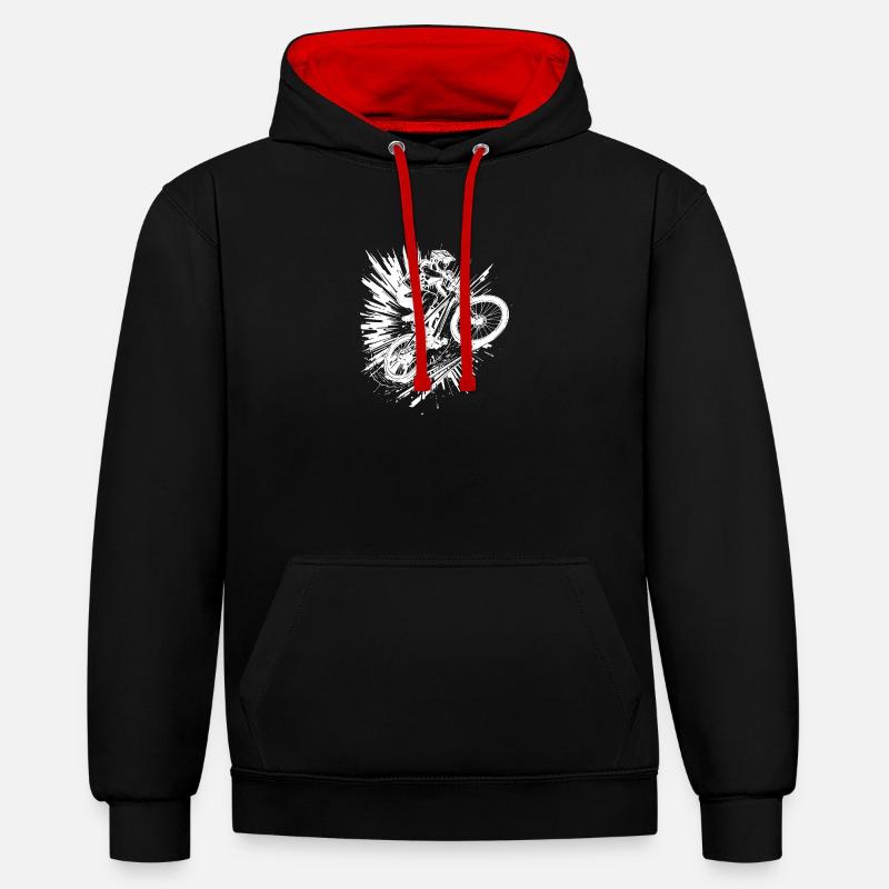 VTT Cyclisme VTT - Sweat à capuche contrasté - noir/rouge