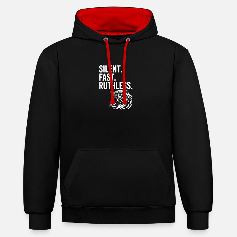 Silencieux. Vite. Impitoyable. - Sweat à capuche contrasté - noir/rouge
