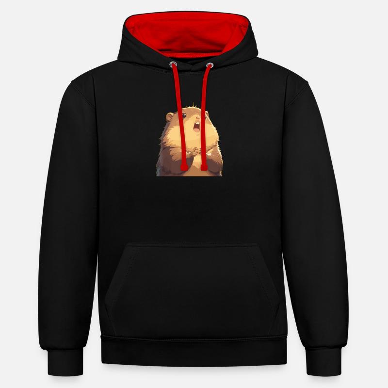 Marmottes Marmotte - Sweat à capuche contrasté - noir/rouge