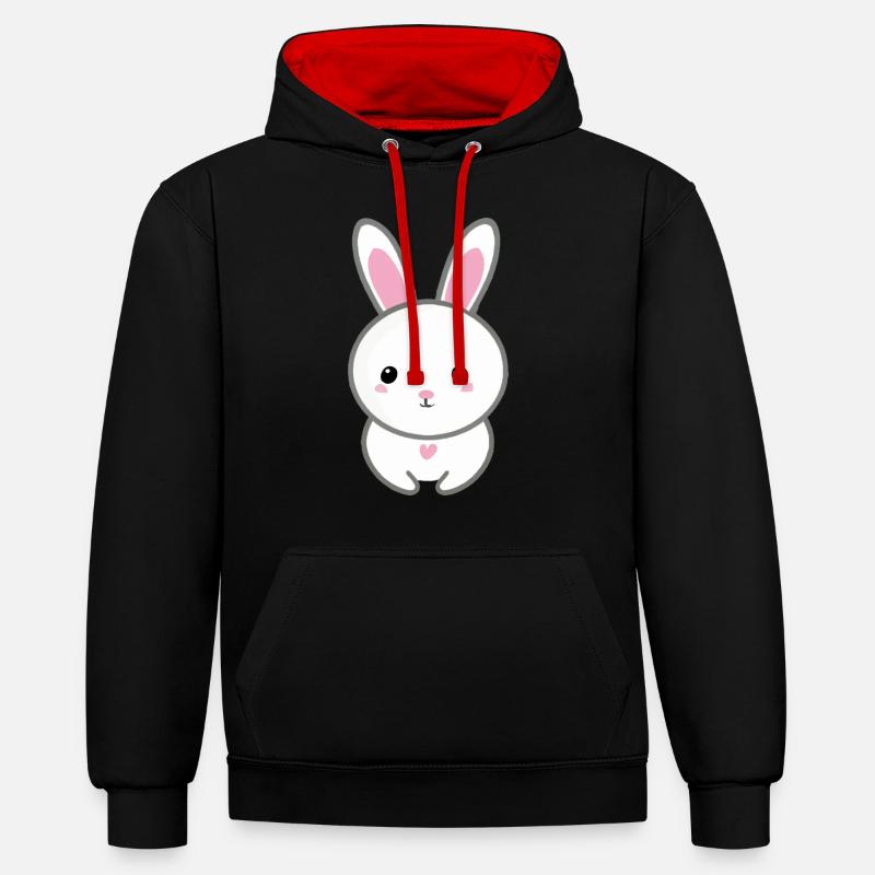 Lapin mignon - Sweat à capuche contrasté - noir/rouge