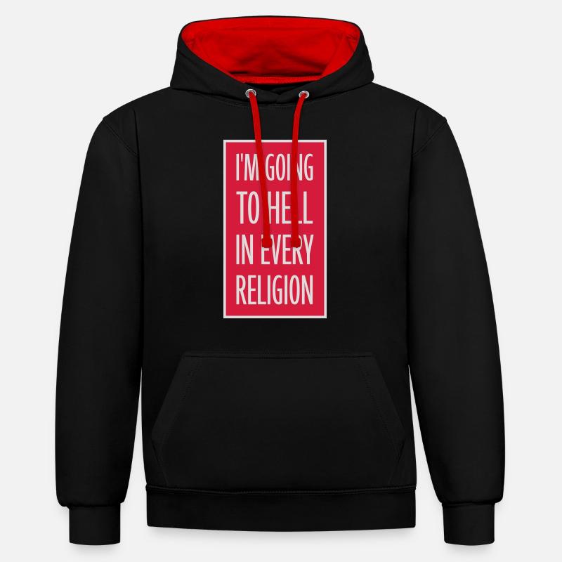 En allant en enfer - Sweat à capuche contrasté - noir/rouge