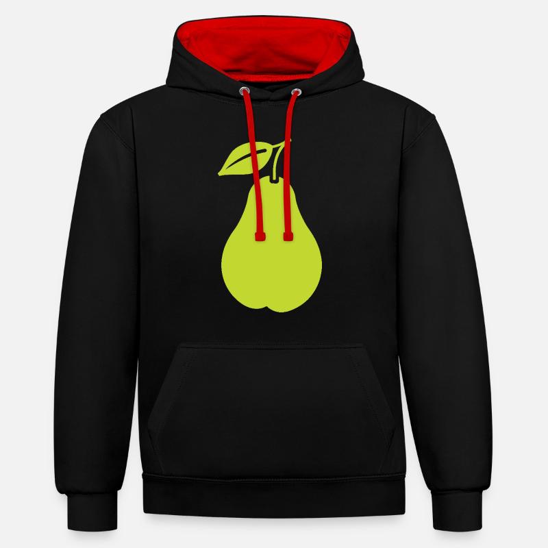 Poire - Sweat à capuche contrasté - noir/rouge