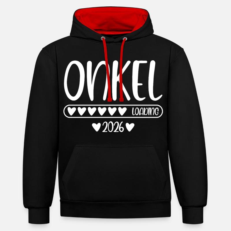 Onkel 2026 loading - Kontrast-Hoodie - Schwarz/Rot