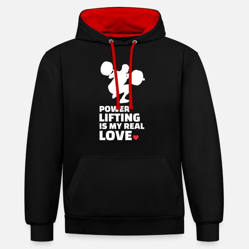 J’adore la dynamophilie - Sweat à capuche contrasté - noir/rouge