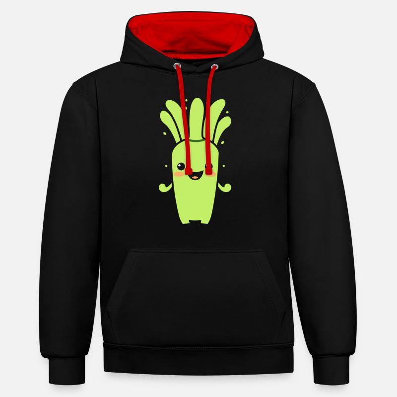 céleri - Sweat à capuche contrasté - noir/rouge
