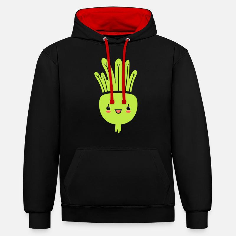 céleri - Sweat à capuche contrasté - noir/rouge