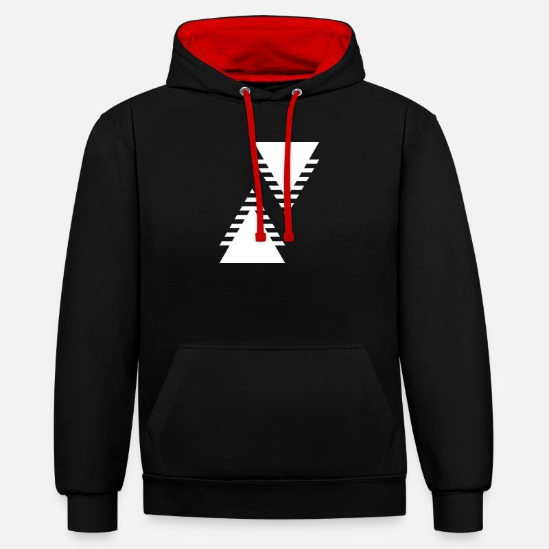 Conception des triangles géométriques - Sweat à capuche contrasté - noir/rouge