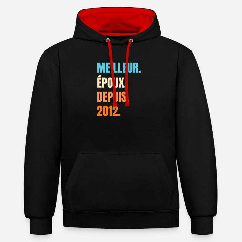Bester Ehemann seit 2012 Geschenk-Ehemann - Kontrast-Hoodie - Schwarz/Rot