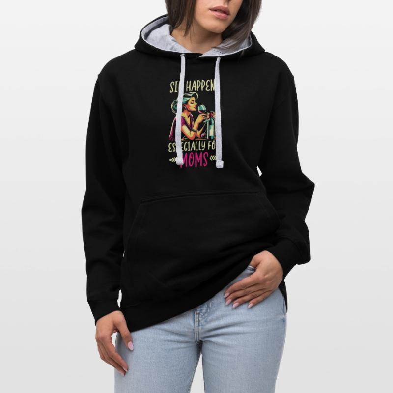 Muttertag, Weintrinker, Mutterschaft, Beste Mutter Kontrast-Hoodie