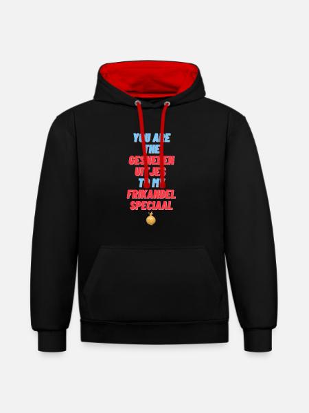 Skiver løg til min frikandel special - Kontrast-hoodie - sort/rød