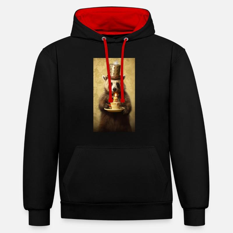 Anniversaire - Sweat à capuche contrasté - noir/rouge
