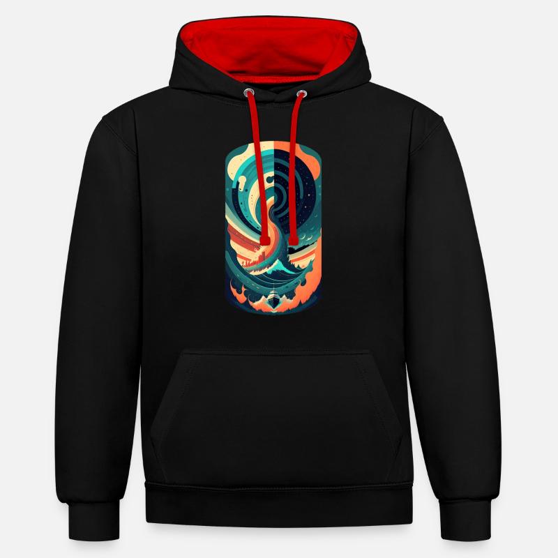 Bateau dans les inondations - Sweat à capuche contrasté - noir/rouge