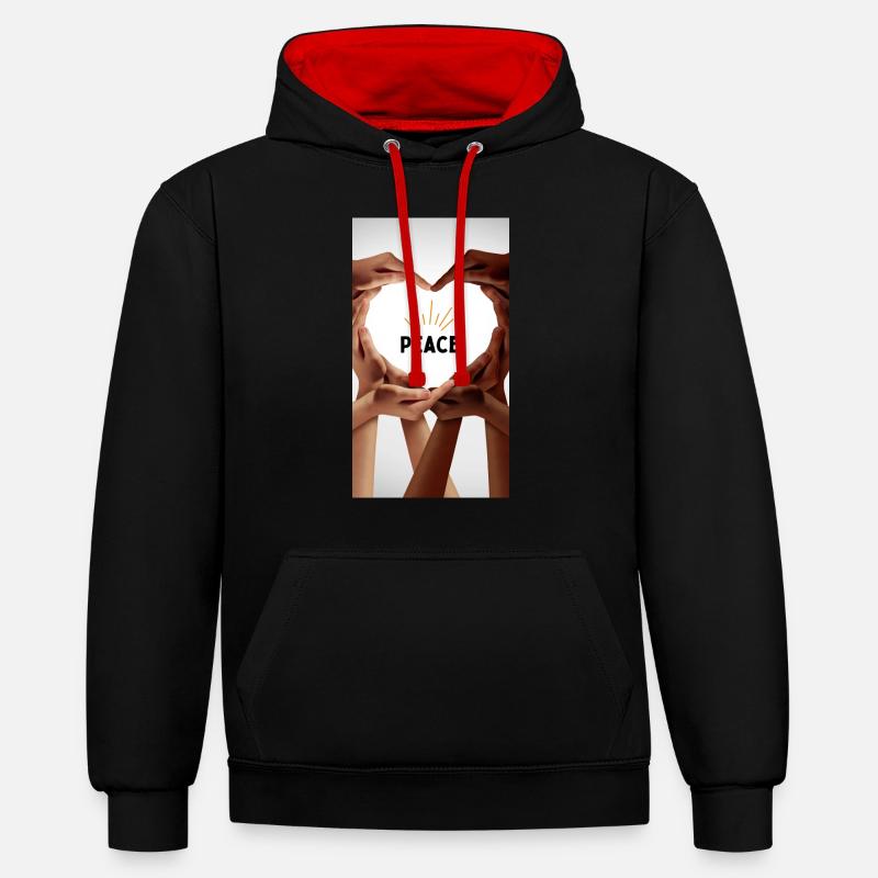 Plus de guerre - Sweat à capuche contrasté - noir/rouge