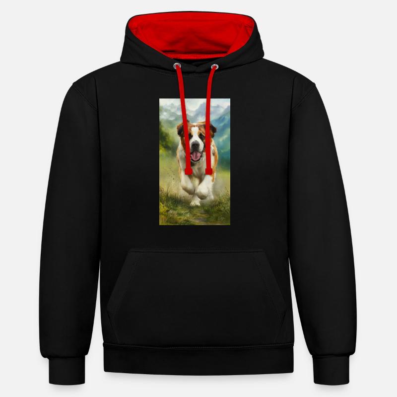 Wuffi - Sweat à capuche contrasté - noir/rouge