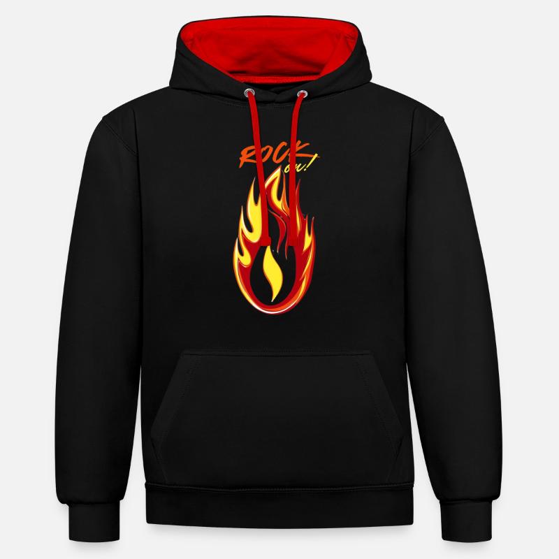 Rock on Fire & Flame - Sweat à capuche contrasté - noir/rouge