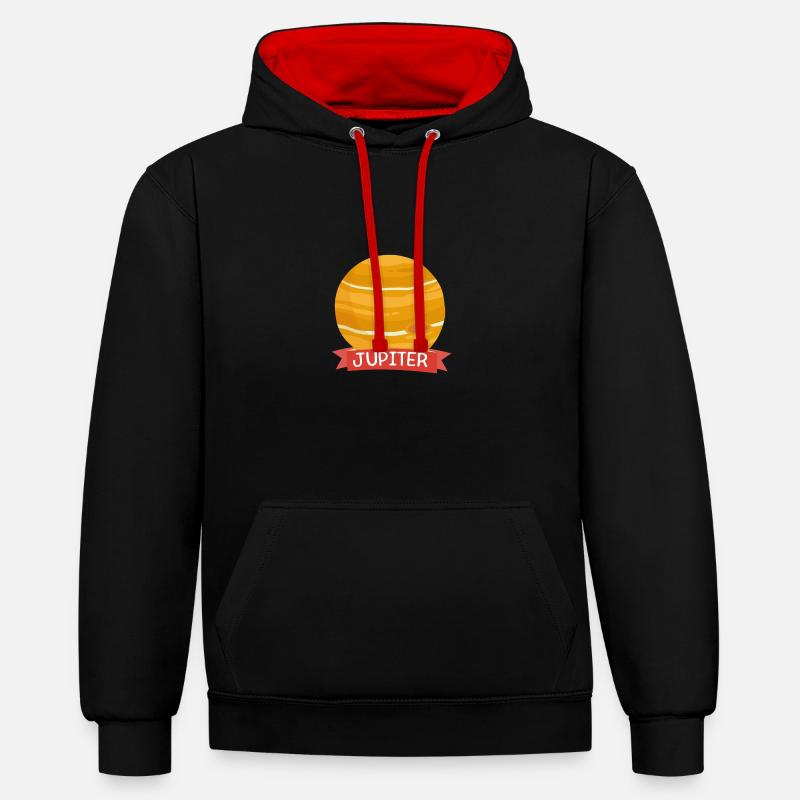 Planète Jupiter Space gift - Sweat à capuche contrasté - noir/rouge