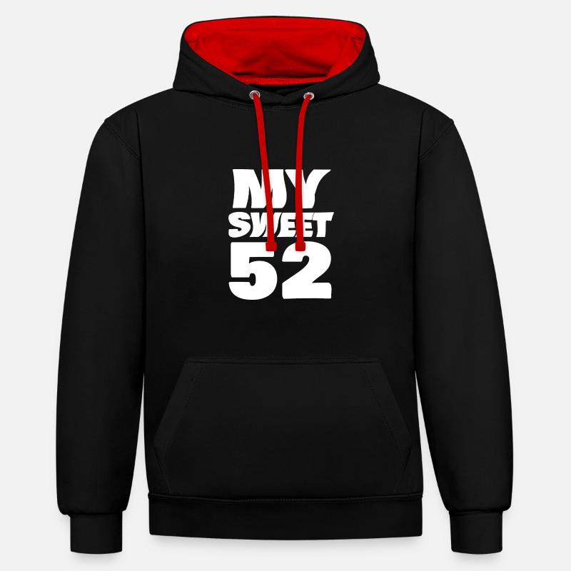 Doux 52 - Sweat à capuche contrasté - noir/rouge