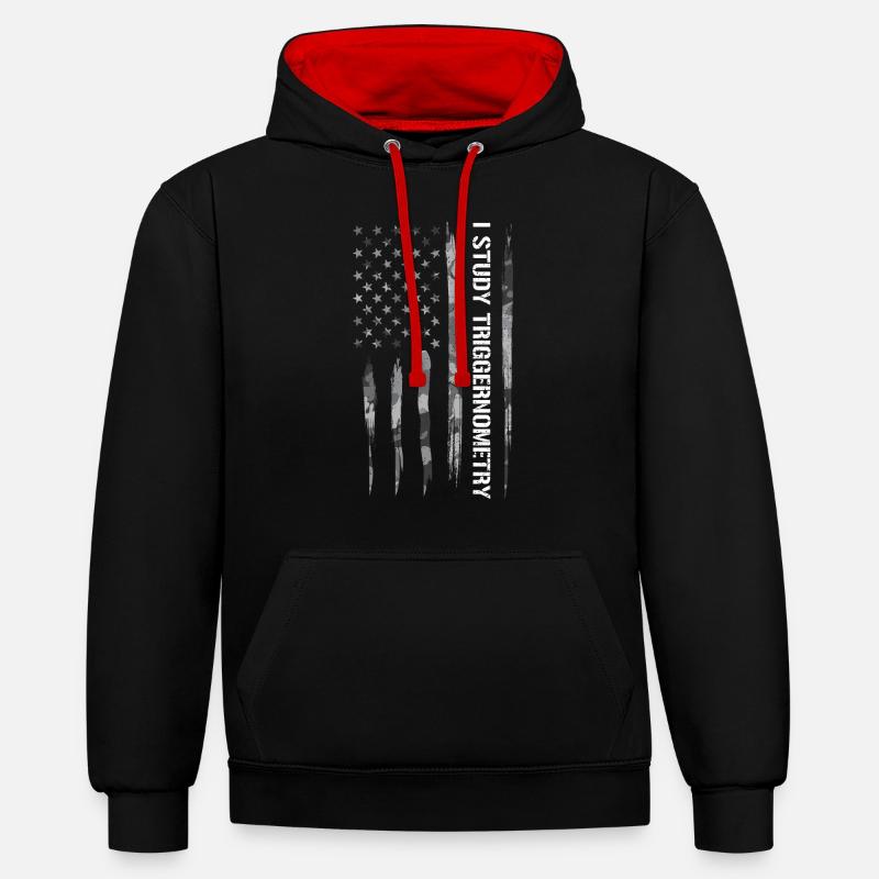 I Study Triggernometry - Kontrast-Hoodie - Schwarz/Rot