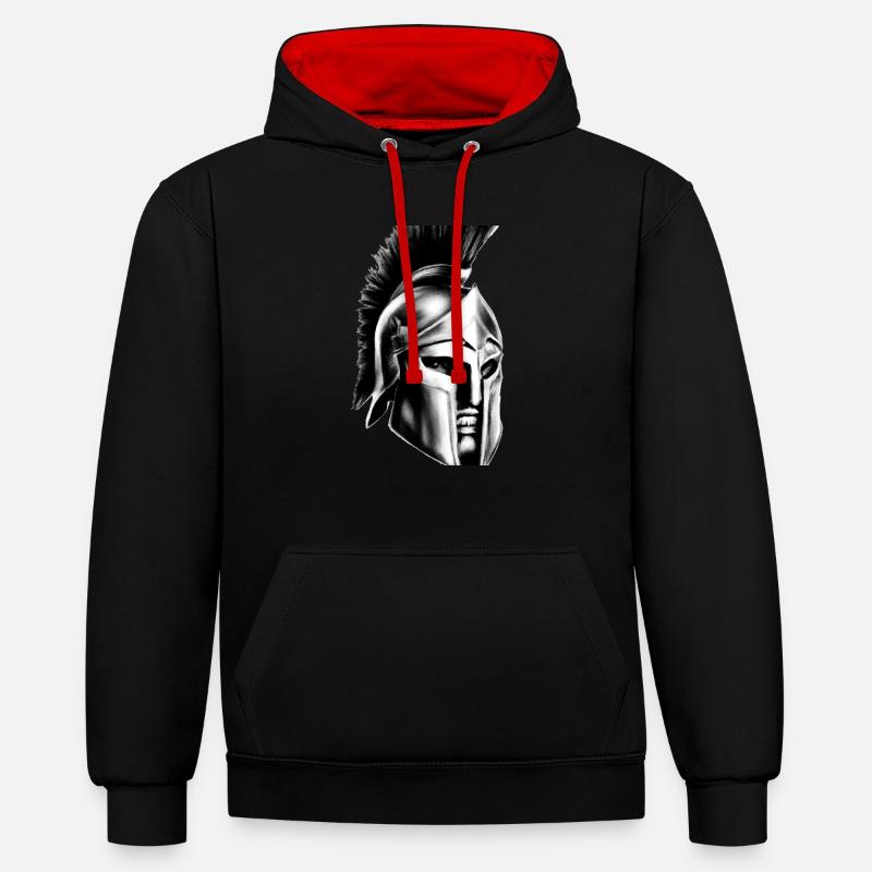 Les Spartiates - Sweat à capuche contrasté - noir/rouge