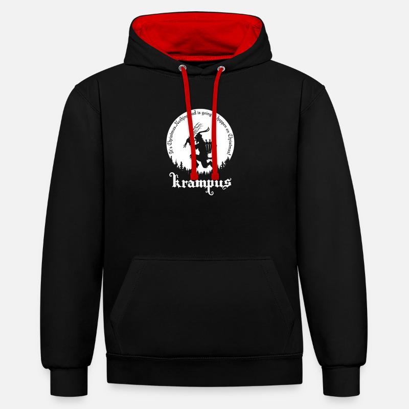 Krampus Noël drôle phrase noël - Sweat à capuche contrasté - noir/rouge