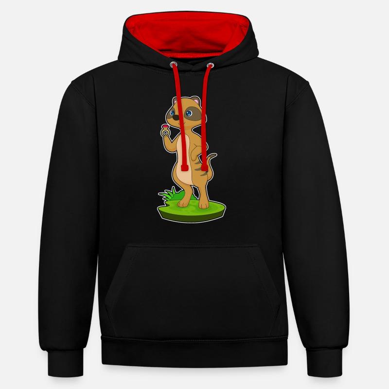 Bague suricate - Sweat à capuche contrasté - noir/rouge