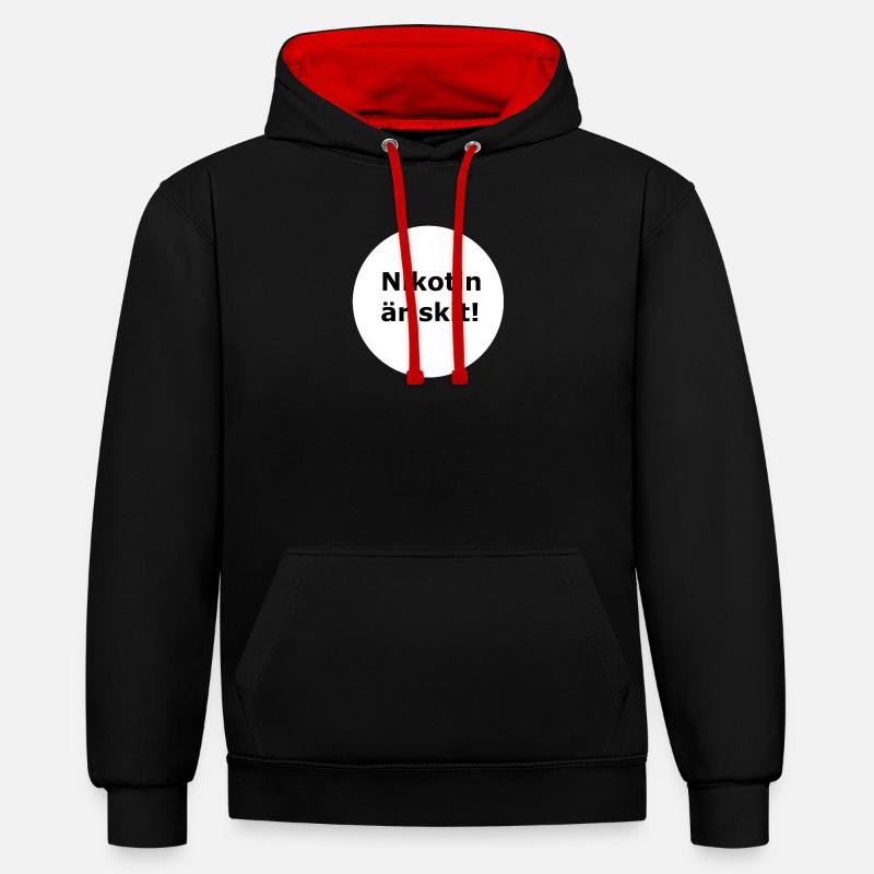 La nicotine, c’est nul (cercle blanc) - Sweat à capuche contrasté - noir/rouge