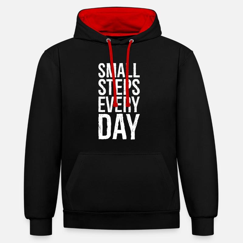 Petits pas tous les jours - Sweat à capuche contrasté - noir/rouge