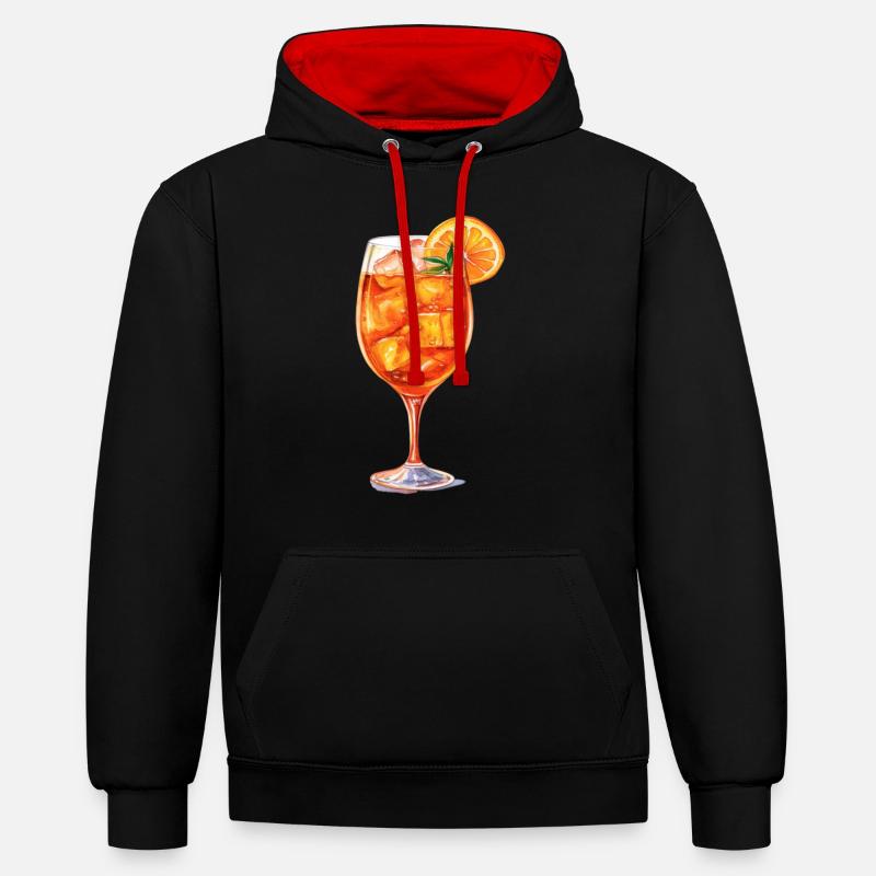 Aperitif, Spritz, Cocktail - Kontrast-Hoodie - Schwarz/Rot
