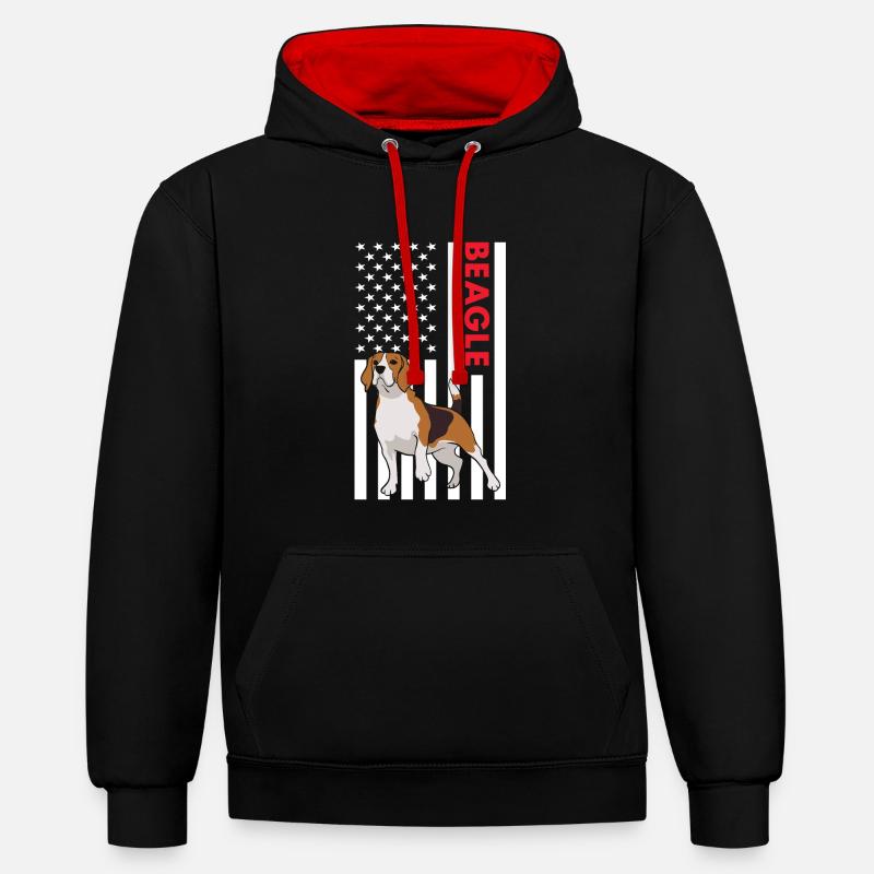 Drapeau Beagle Us - Sweat à capuche contrasté - noir/rouge