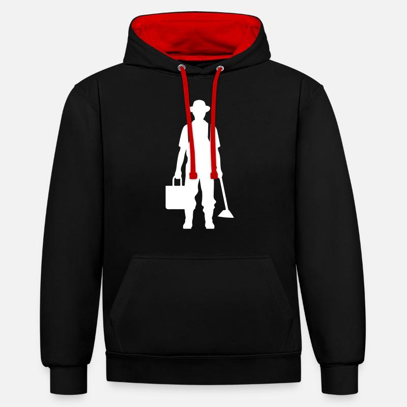 Farmer Bauer Silhouette - Sweat à capuche contrasté - noir/rouge