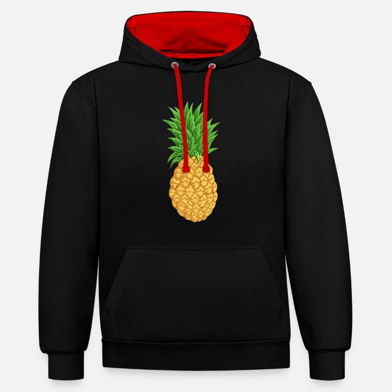 Ananas - Sweat à capuche contrasté - noir/rouge