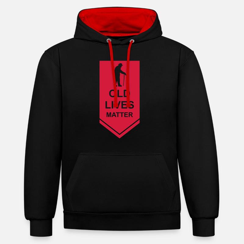 Citation Old Lives Matter - Sweat à capuche contrasté - noir/rouge