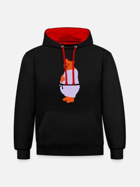 taekwondo bear - Contrast hoodie - black/red