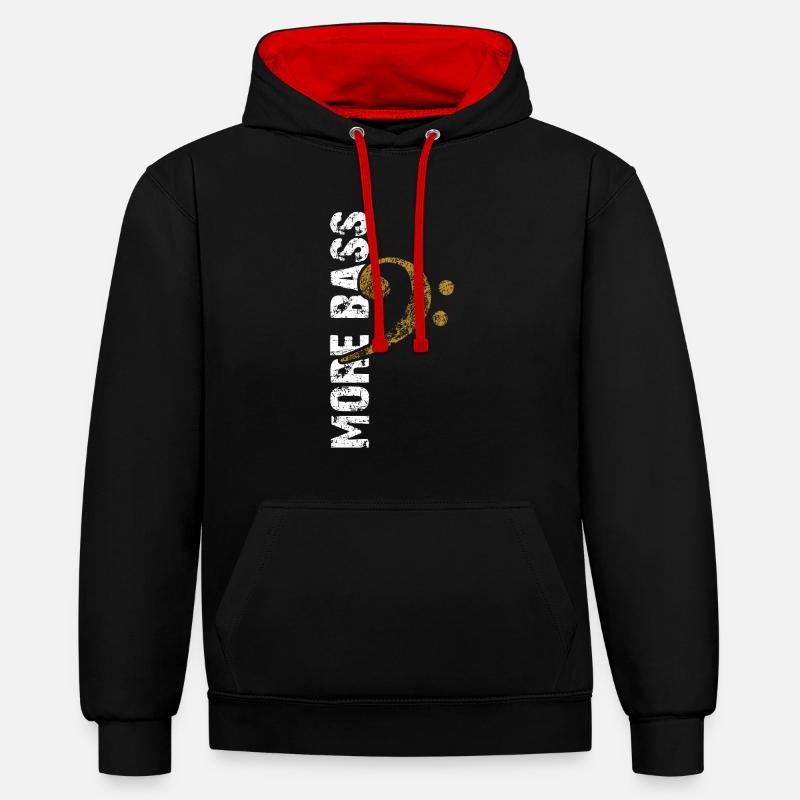 Plus basse - clé de basse - Sweat à capuche contrasté - noir/rouge