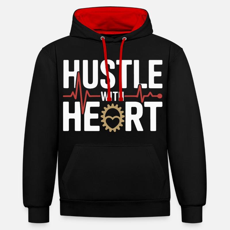 Hustle avec Heart Geardesign - Sweat à capuche contrasté - noir/rouge