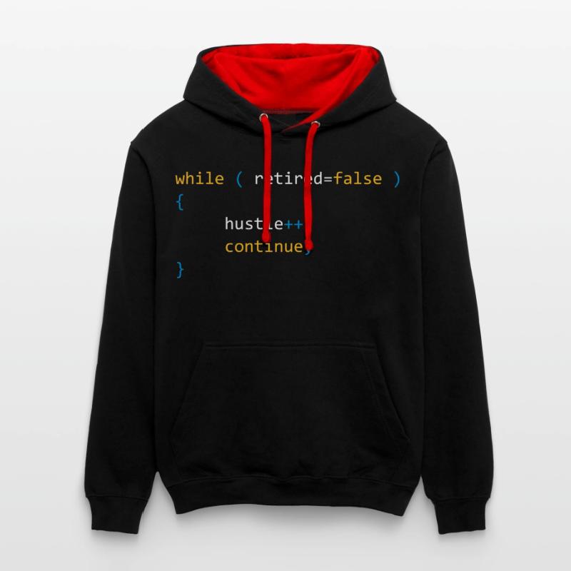 CONTINUE HUSTLE WHILE NOT RETIRED - JAVA CODE Kontrast-Hoodie