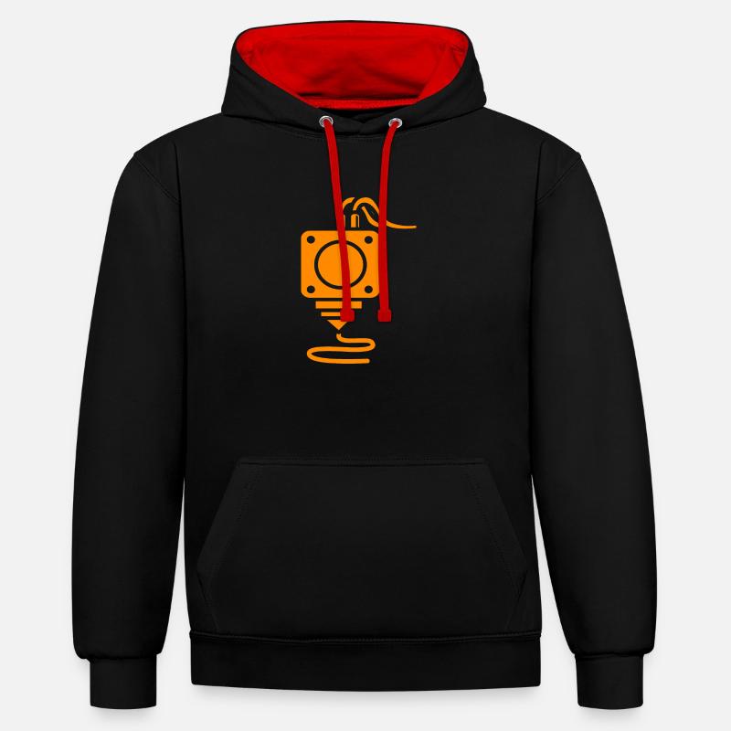 Impression 3D - Sweat à capuche contrasté - noir/rouge