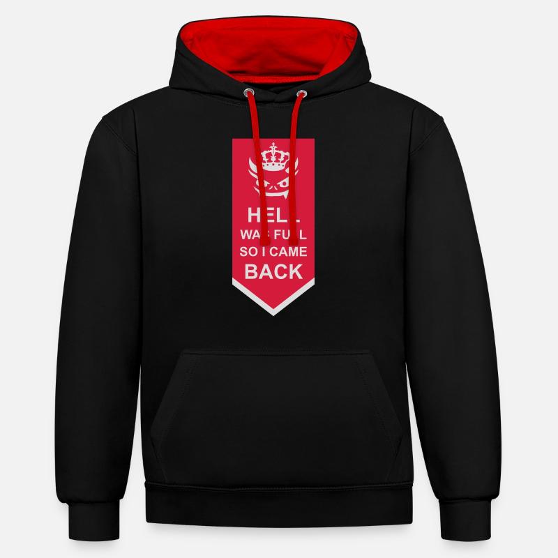 hell was full Zitat - Kontrast-Hoodie - Schwarz/Rot