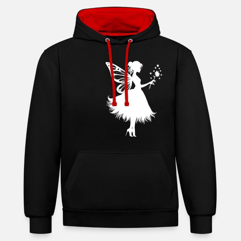 Fée magique avec fleur - Sweat à capuche contrasté - noir/rouge