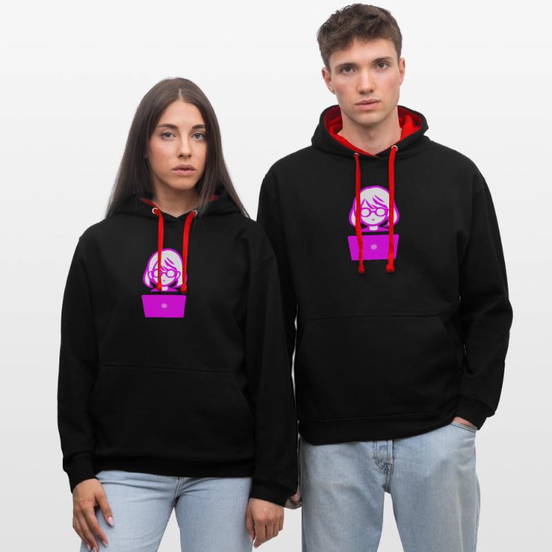 Femme avec un codeur de programmeur informatique Sweat à capuche contrasté
