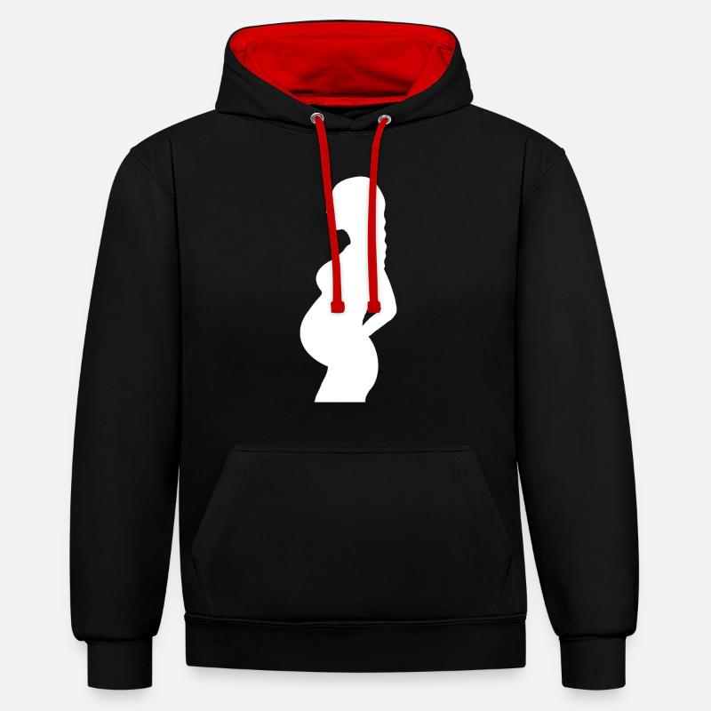 Enceinte - Sweat à capuche contrasté - noir/rouge