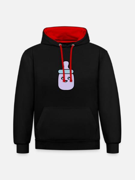 bébé bouteille 02 - Sweat à capuche contrasté - noir/rouge