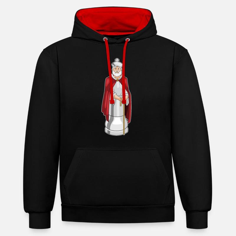 Pièce d’échecs Roi Échecs - Sweat à capuche contrasté - noir/rouge