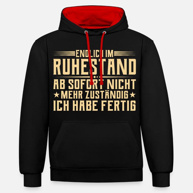 Retraite Plus responsable - Retraité - Sweat à capuche contrasté - noir/rouge